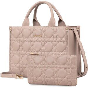 Light Beige Medium PU Leather Handbag Shoulder Bag for Women, Elegant Crossbody